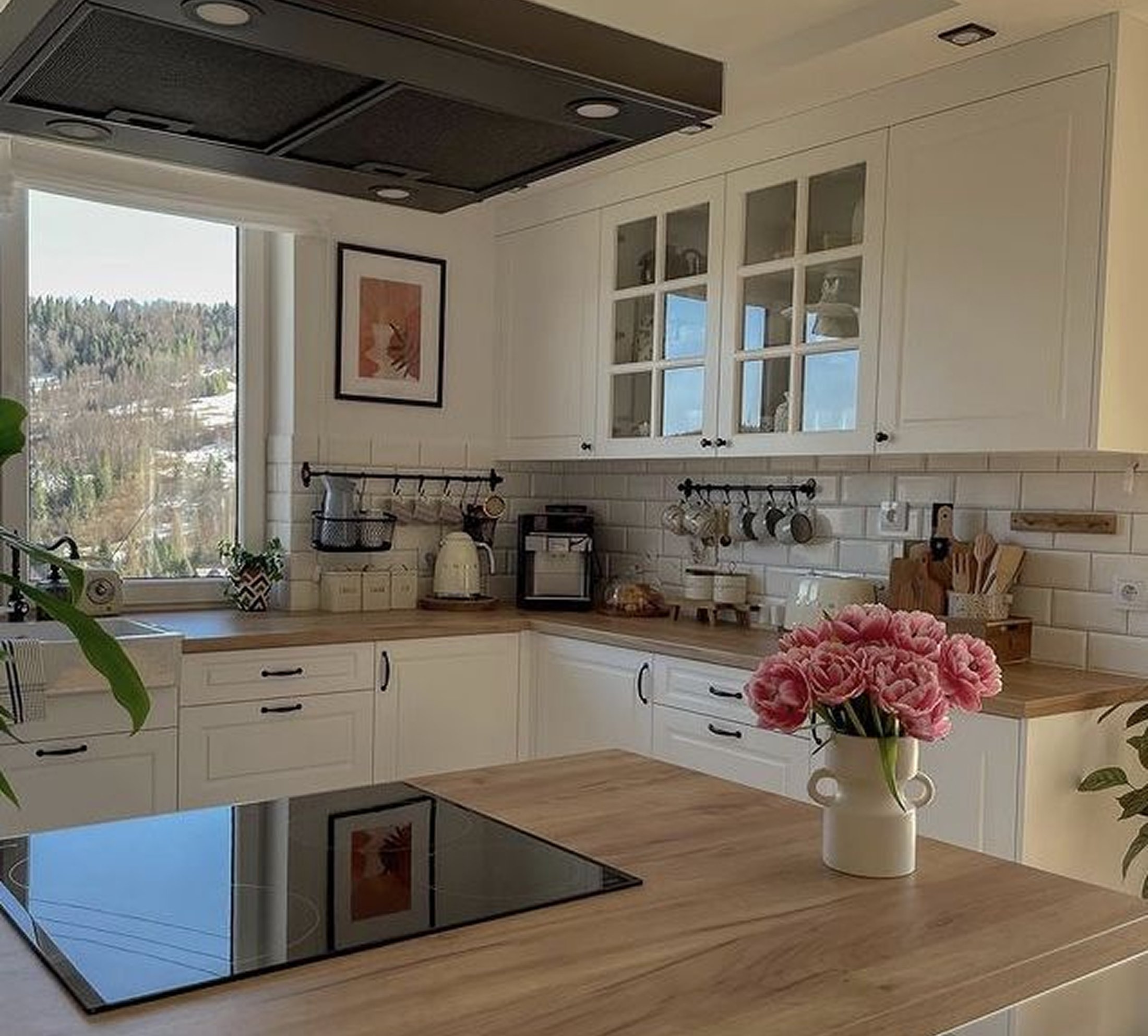 Bright white kitchen after a professional clean